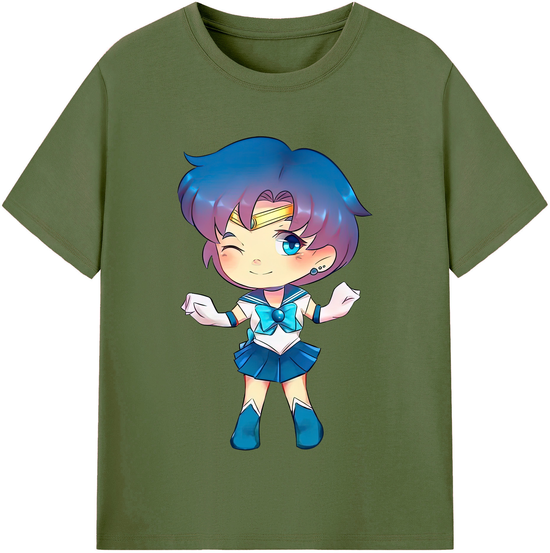 （画像用） 美少女戦士セーラームーン 水野 亜美 みずの あみ Sailor Moon Mizuno Ami 綿100％半袖Tシャツ（フロントプリント）